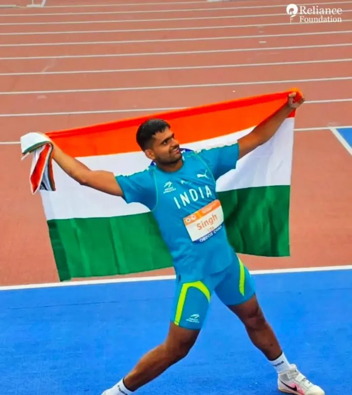 Image: Azamgarh's Shanu showered gold with spear, hoisted tricolor in Asian Games